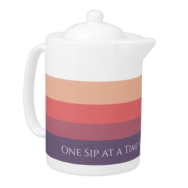 Fall Colored Stripes-Motivational- Teapot (Left)