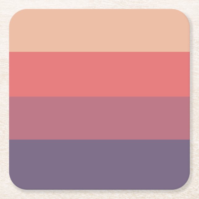 Fall Colored Stripes- Square Paper Coaster (Front)