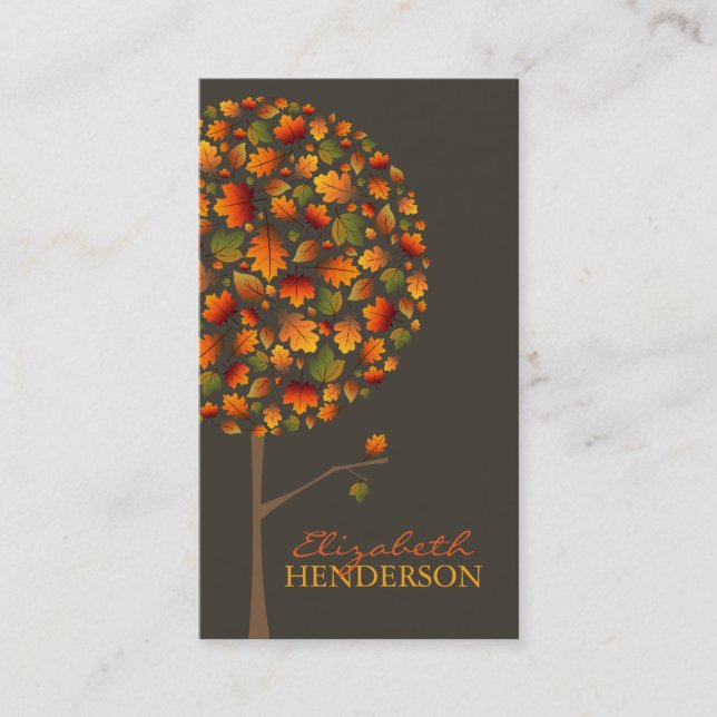 Fall Colorful Leaves Autumn Pop Tree Nature Modern Business Card (Front)