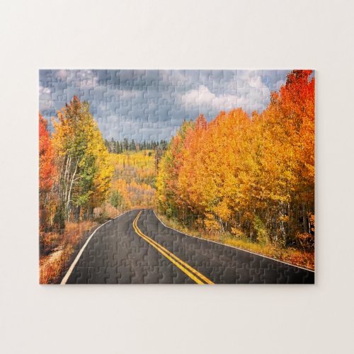 Fall Colors Along Northern Arizona Roadway Photo Jigsaw Puzzle