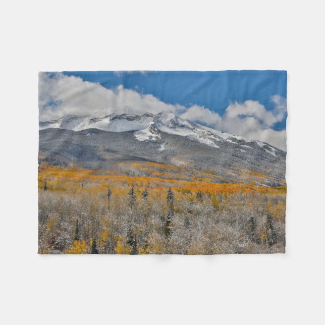 Fall Colors Aspens &  | Rocky Mountains, Colorado Fleece Blanket (Front (Horizontal))