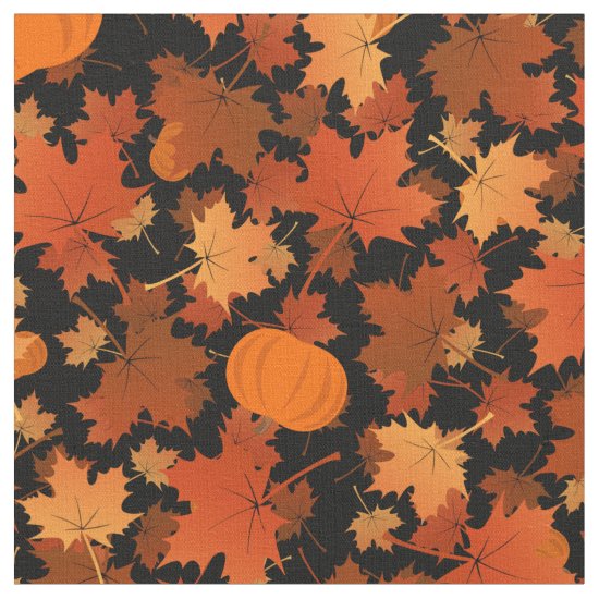 fall colors autumn maple leaves pumpkins pattern fabric