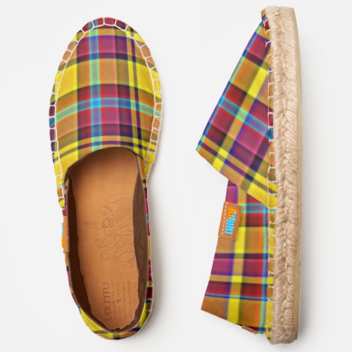 Fall Colors Autumn Plaid Tartan Check Pattern Espadrilles