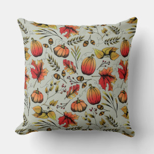 Fall Colors Autumn Pumpkin Harvest  Throw Pillow