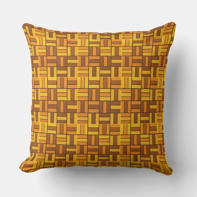 Fall colors, ceramic-look tiled pattern throw pillow (Front)
