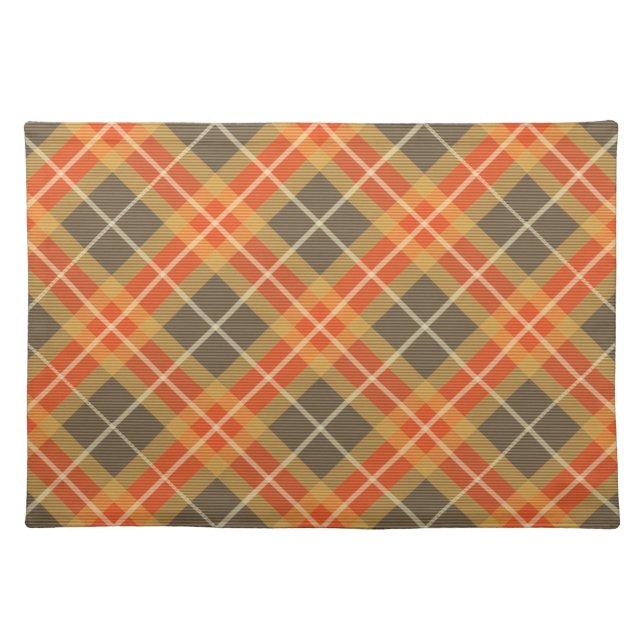 Fall Colors Diagonal Plaid Cloth Placemat (Front)