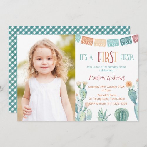 Fall Colors FIRST Fiesta 1st Birthday Party Photo Invitation