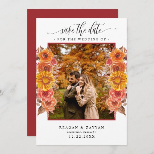 Fall Colors Floral Photo Save The Date