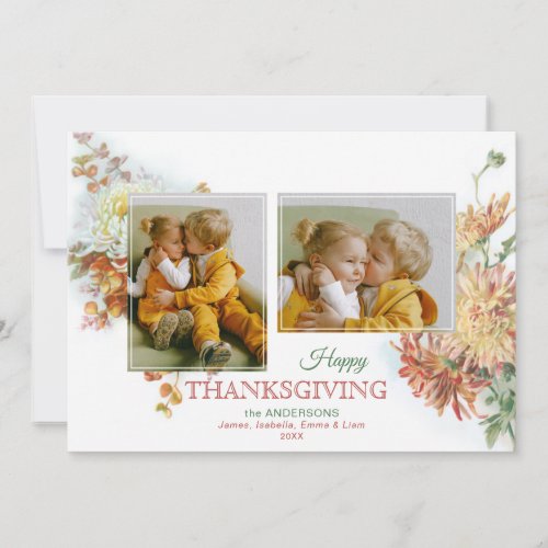 Fall Colors Floral Thanksgiving 2_Photo Holiday Card