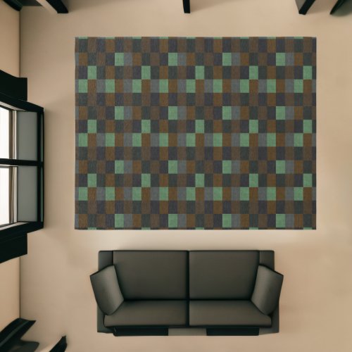 Fall Colors Green Brown and Dark Gray Pattern Rug