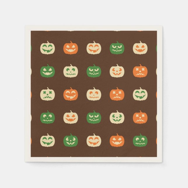 Fall Colors Halloween Pumpkin Pattern Napkins (Front)