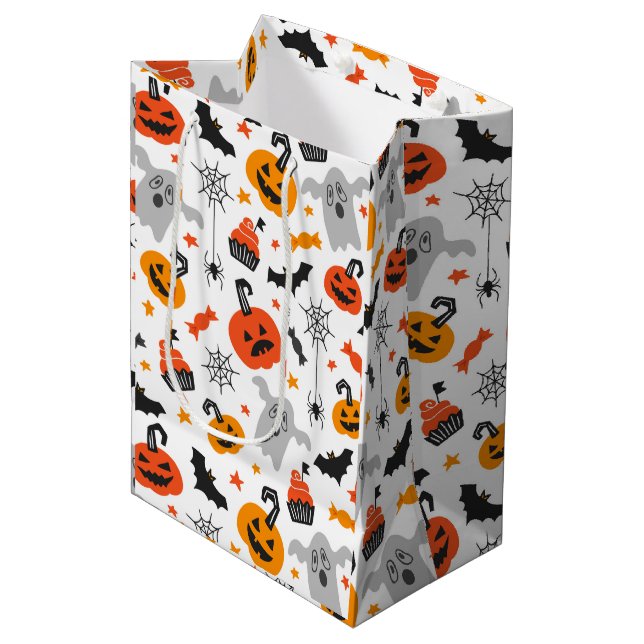 Fall colors Halloween symbols pattern Medium Gift Bag (Front Angled)