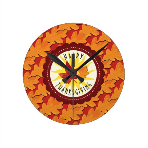 Fall Colors Happy Thanksgiving Round Clock Fall Colors Happy Thanksgiving Round Clock