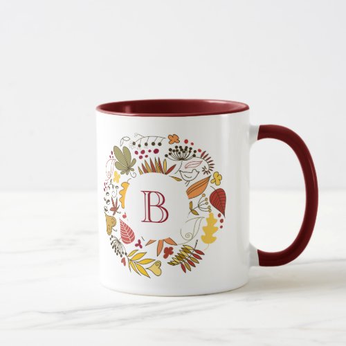 Fall Colors Leafs Circle Illustration Mug