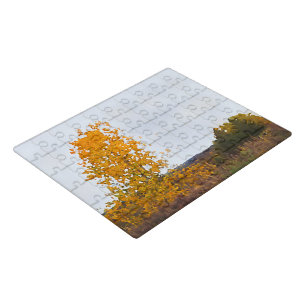 Fall Colors Lone Cottonwood Tree Impressionist Art Jigsaw Puzzle
