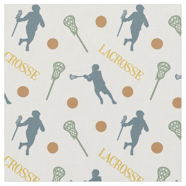 Fall Colors Male Lacrosse Player Pattern Fabric (Close Up)