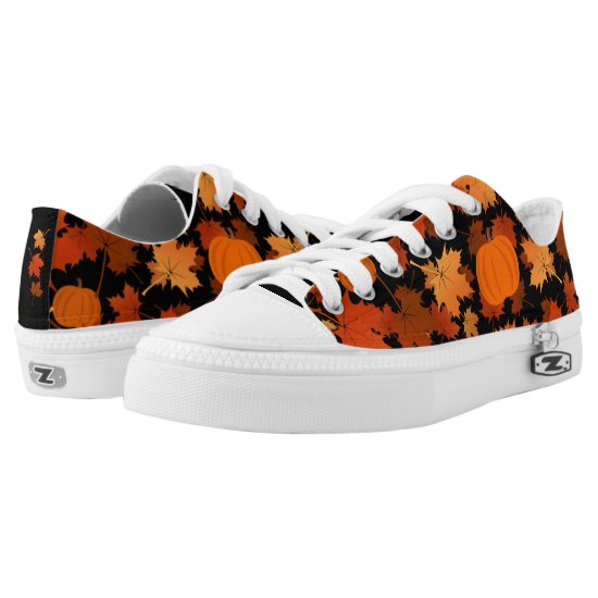 fall colors maple leaves and pumpkins Low-Top sneakers