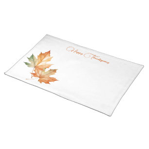 Fall Colors Maple Leaves Happy Thanksgiving Cloth Placemat