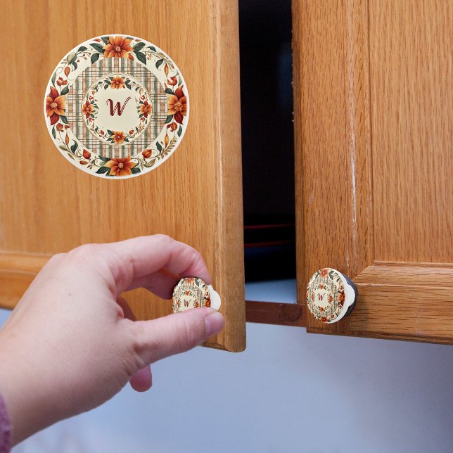 Fall Colors Monogram  Ceramic Knob (Creator Uploaded)