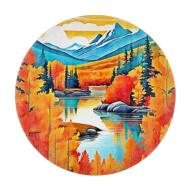 Fall Colors Mountain View Cutting Board (Front)