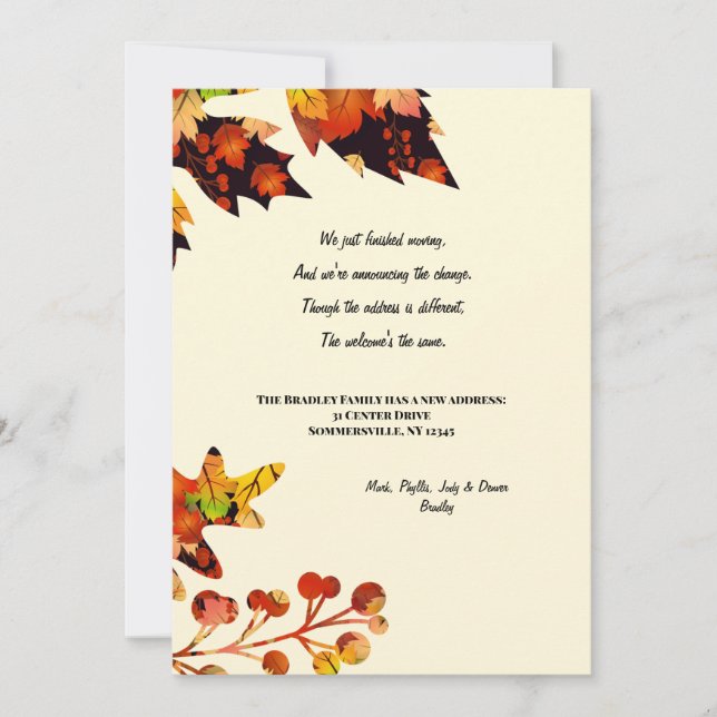 Fall Colors Moving Announcement (Front)