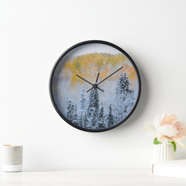 Fall Colors of Aspens & Fresh Snow Keebler Pass Clock (Home)