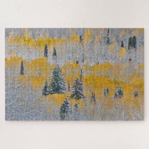 Fall Colors of Aspens & Fresh Snow Keebler Pass Jigsaw Puzzle