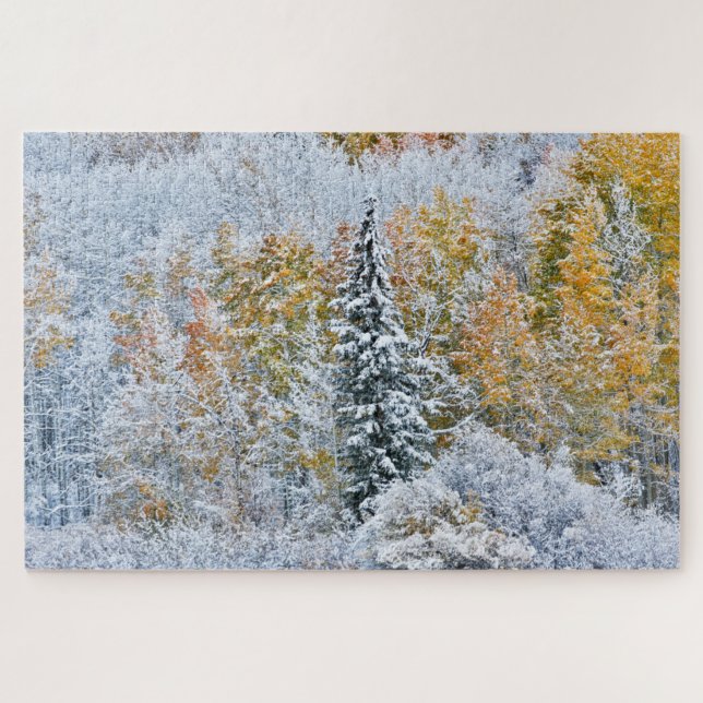 Fall Colors of Aspens & Snow Keebler Pass Jigsaw Puzzle (Horizontal)