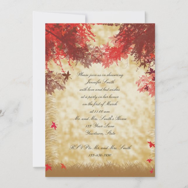 Fall Colors on Ecru Bridal Shower Invitation (Front)