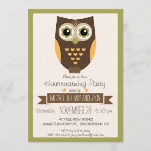 Fall Colors Owl, Housewarming Party Invitation