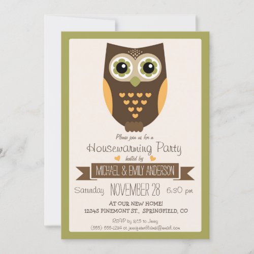 Fall Colors Owl Housewarming Party Invitation