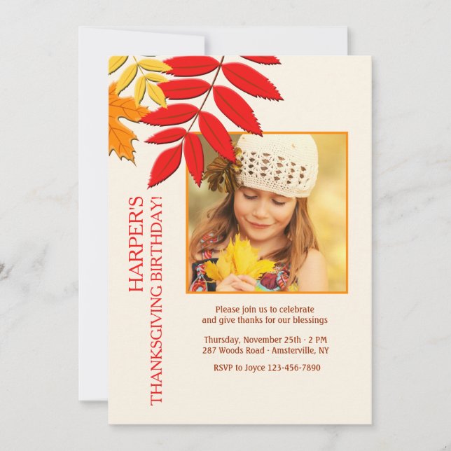 Fall Colors Photo Thanksgiving Card (Front)