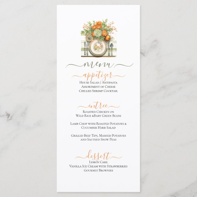 Fall Colors Place Setting Flat Menu (Front)