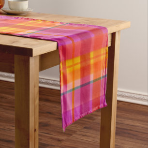 Fall Colors Plaid Short Table Runner