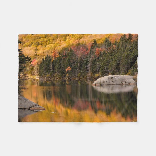Fall Colors Reflected on Beaver Pond Fleece Blanket (Front (Horizontal))