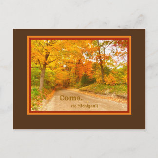 FALL COLORS ROADS LESS TRAVELED. COME TO MICHIGAN POSTCARD