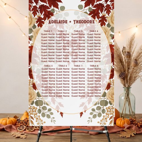 Fall Colors Romantic Autumn Wedding Seating Chart  Foam Board