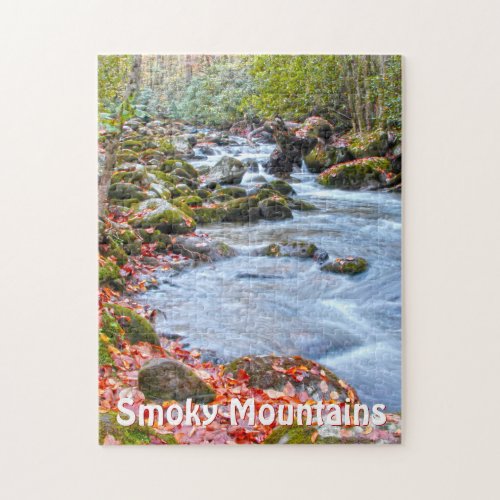 Fall Colors Smoky Mountain Stream GSMNP Photo Jigsaw Puzzle