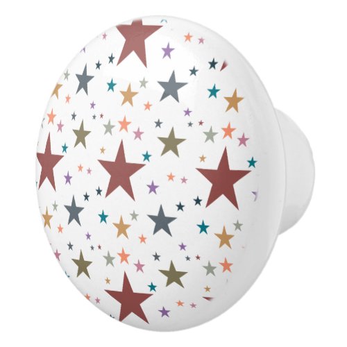 Fall Colors Stars Ceramic Knob