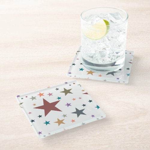 Fall Colors Stars Glass Coaster