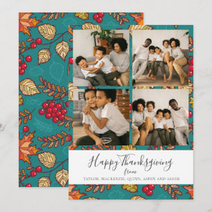 Fall Colors Thanksgiving 4 Photo collage Holiday Card