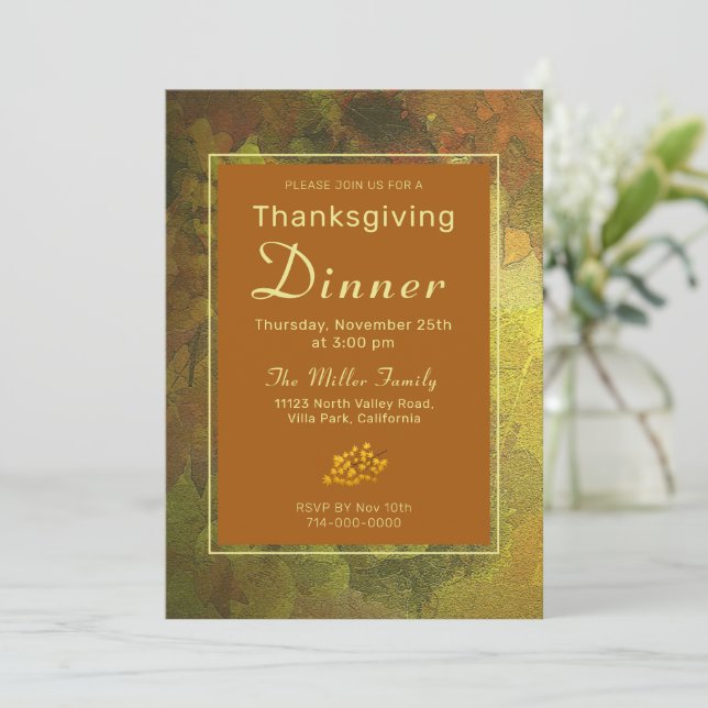 Fall Colors Thanksgiving Dinner Invitation (Standing Front)