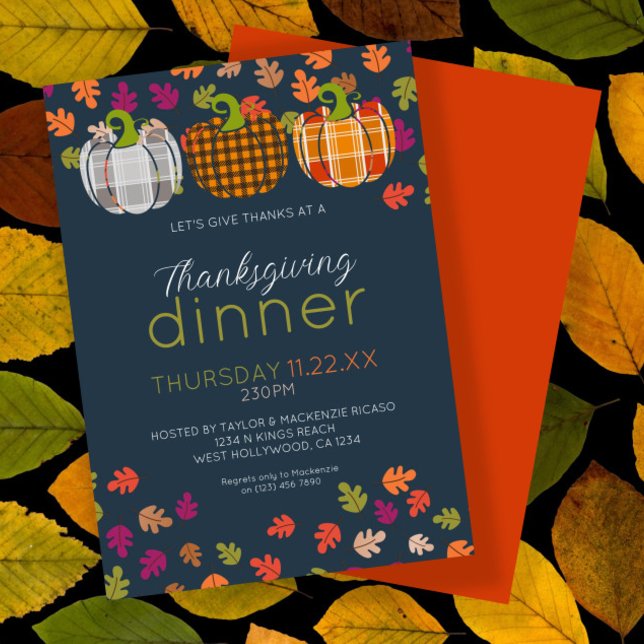 Fall Colors Thanksgiving Dinner Party Holiday Card (Fall Colors Thanksgiving Dinner Party Holiday Card by Ricaso. Stunning autumnal colors and pumpkins)