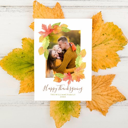 Fall Colors Thanksgiving Family Photo Holiday Card
