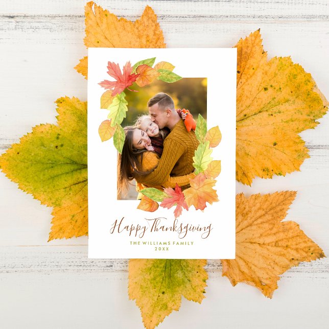 Fall Colors Thanksgiving Family Photo Holiday Card (Creator Uploaded)