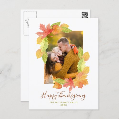 Fall Colors Thanksgiving Family Photo Holiday Postcard