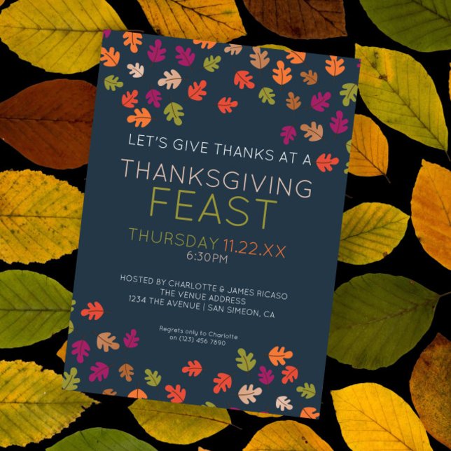 Fall Colors Thanksgiving Feast Dinner Party Holiday Card (Fall Colors Thanksgiving Feast Dinner Party Holiday Card by Ricaso. Fall colors party invite)