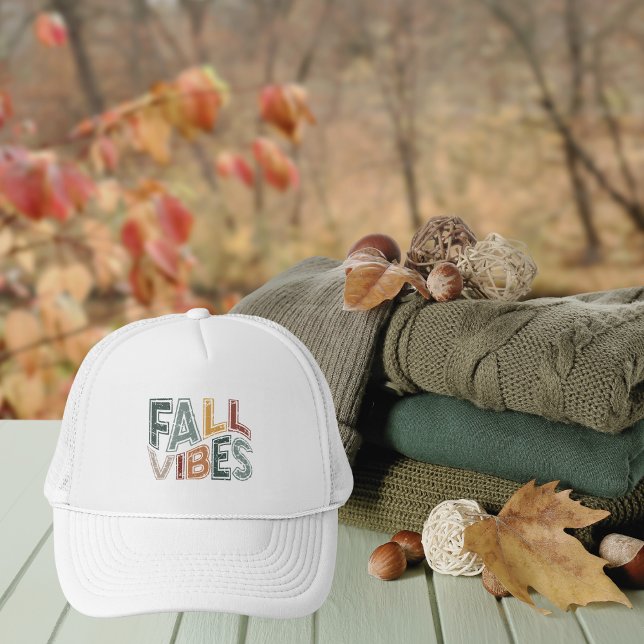 Fall Colors Vintage Distressed Fall Vibes Trucker Hat (Creator Uploaded)