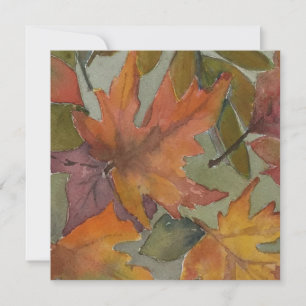 Fall Colors Watercolor Fallen Leaves Greeting Card