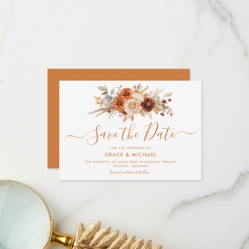 Fall Colors Wedding Save the Date Thank You Card